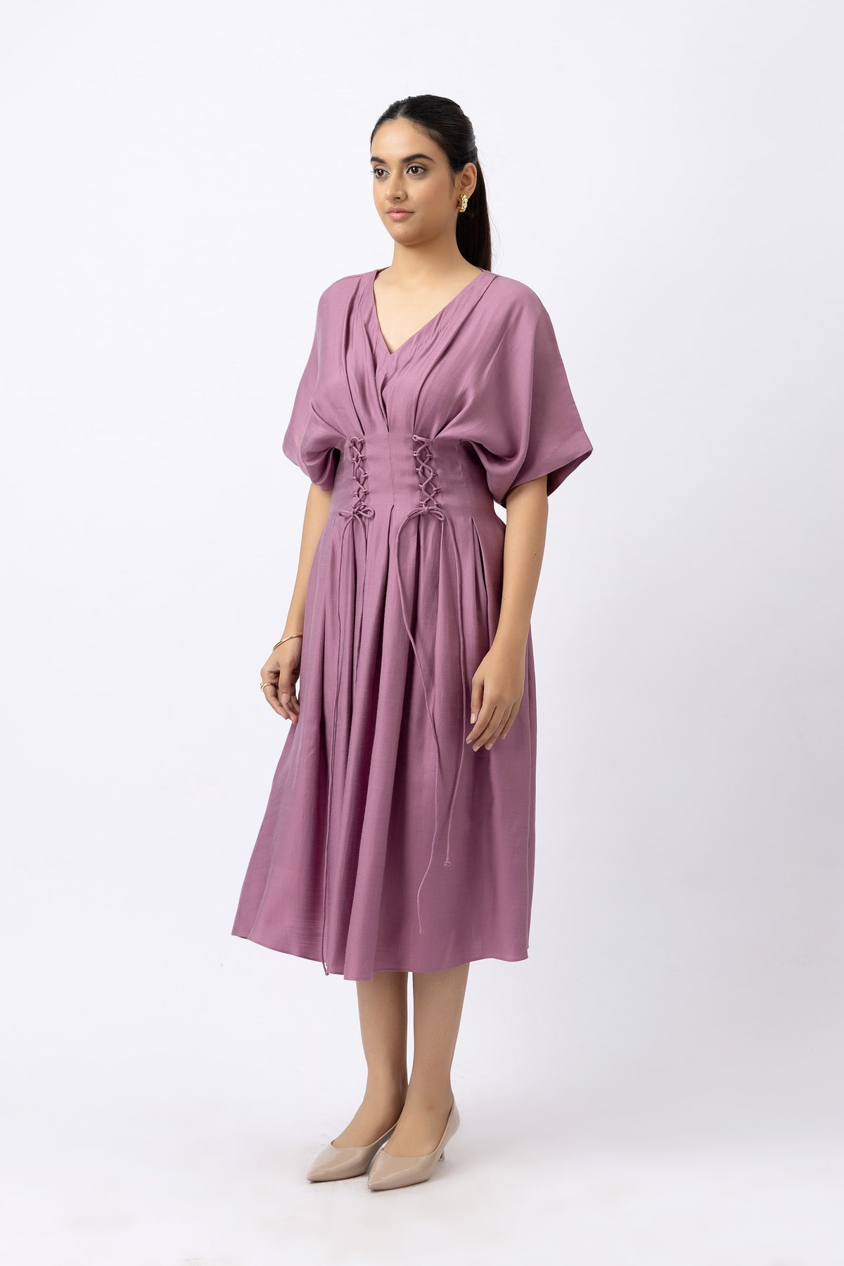 MAUVE CINCHED DRESS