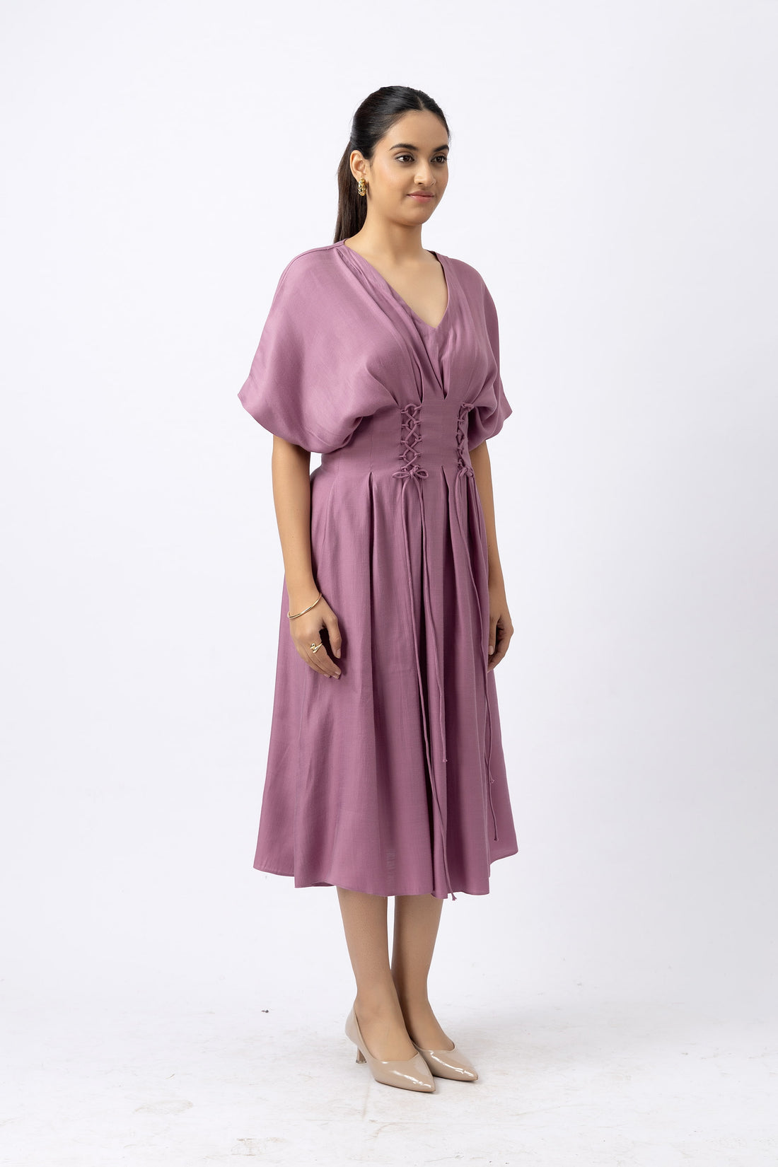 MAUVE SNITCHED DRESS