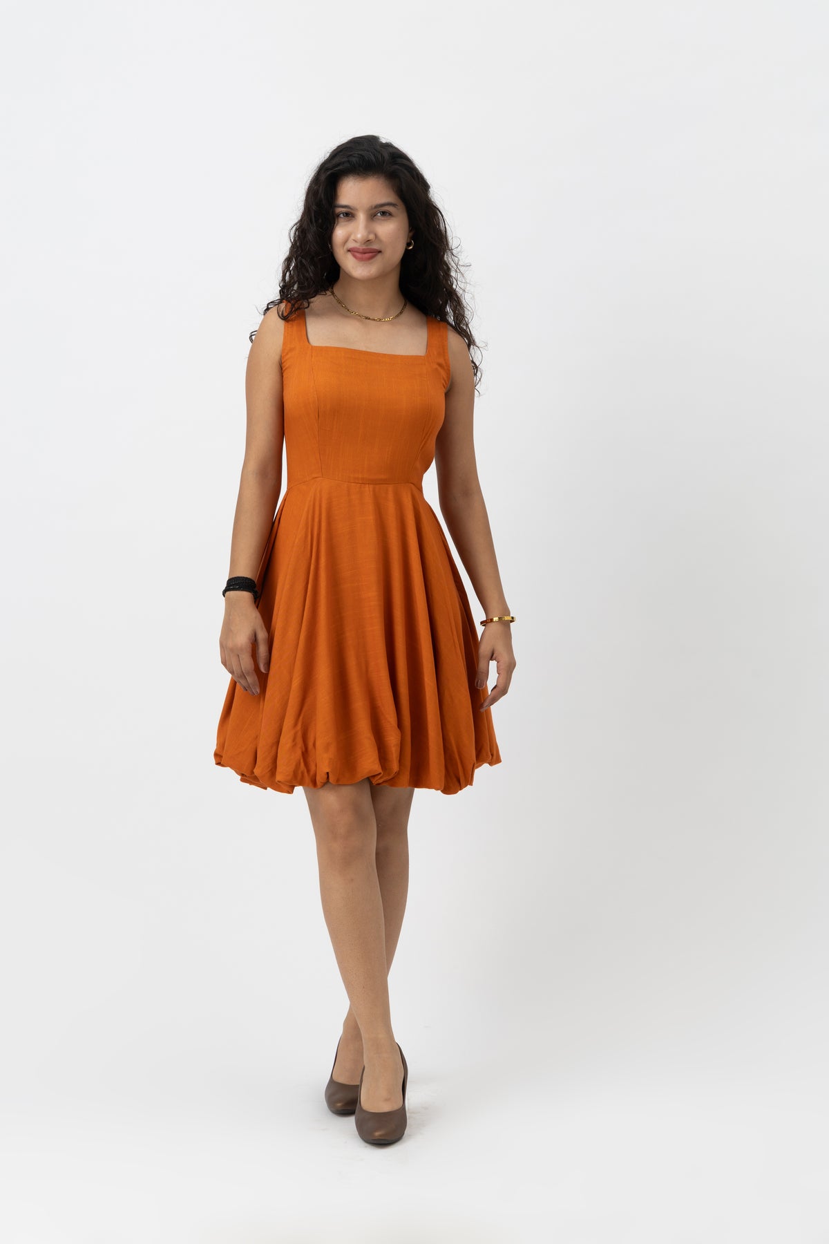 Solene bubble dress Burnt Sienna