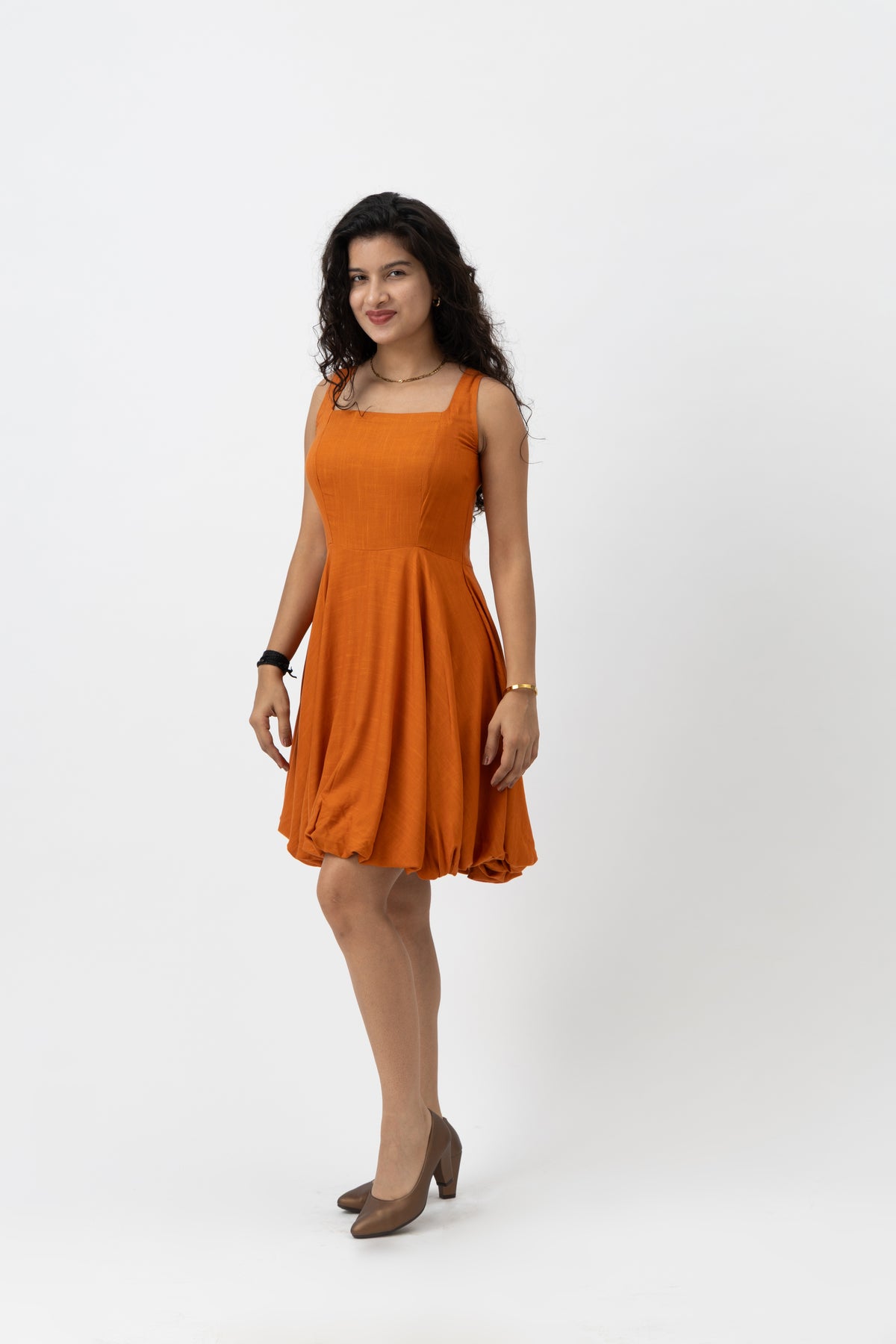 Solene bubble dress Burnt Sienna