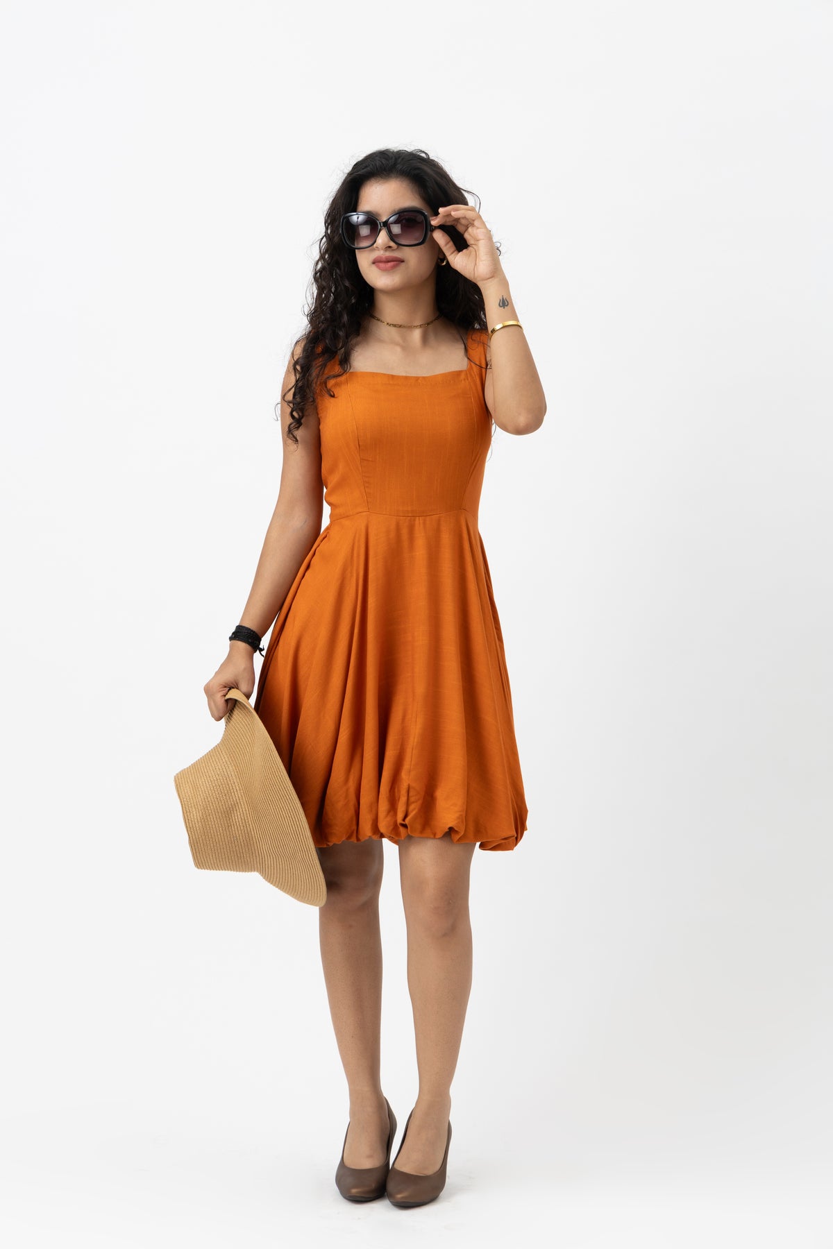 Solene bubble dress Burnt Sienna