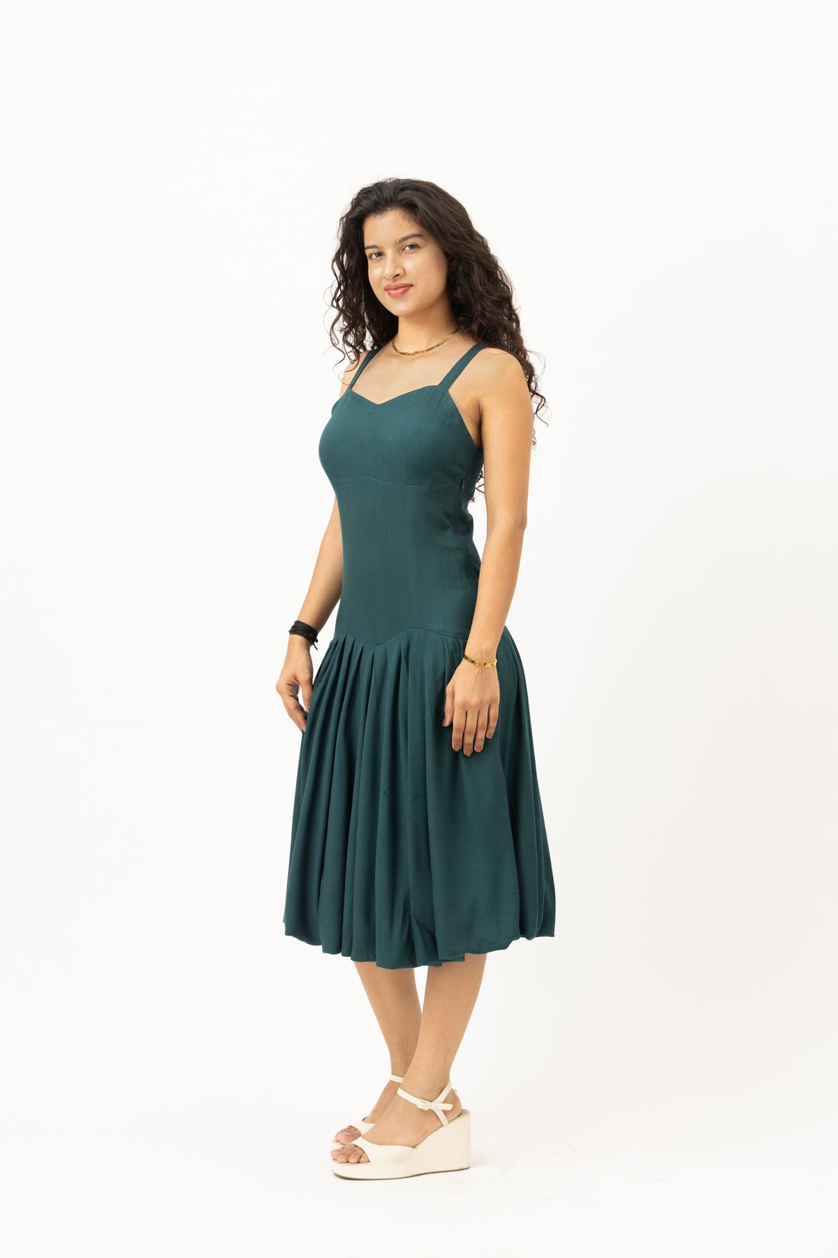 Solene Drop-Waist Dress  Petrol Teal