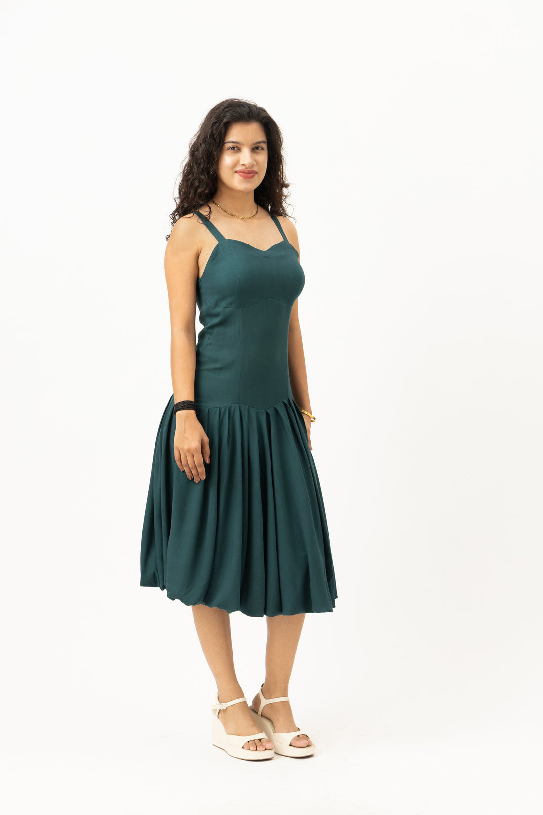 Solene Drop-Waist Dress  Petrol Teal