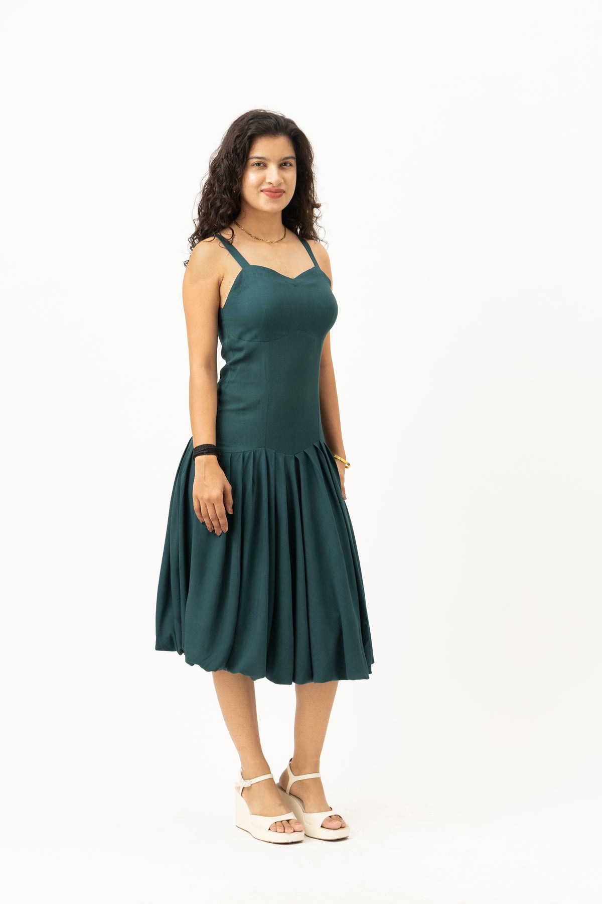 Solene Drop-Waist Dress  Petrol Teal