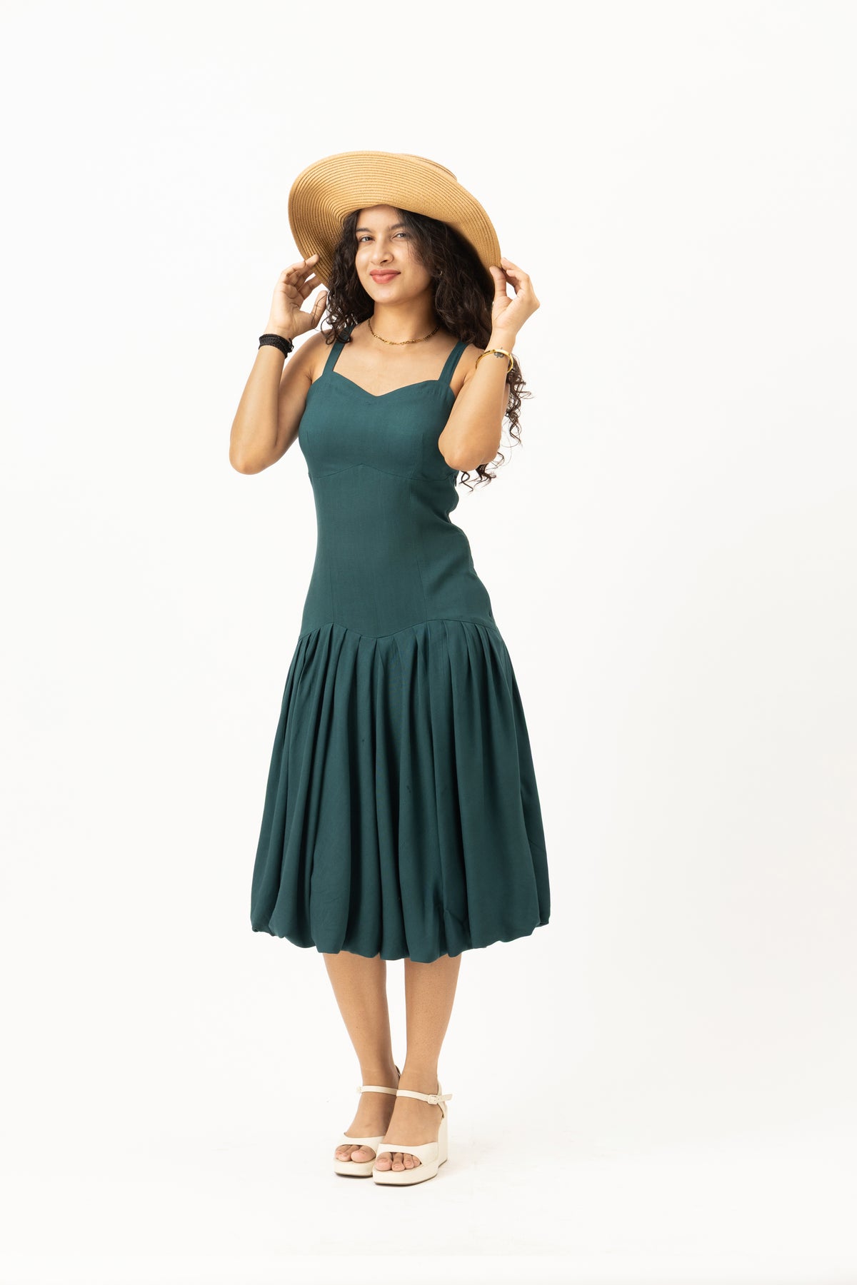 Solene Drop-Waist Dress  Petrol Teal