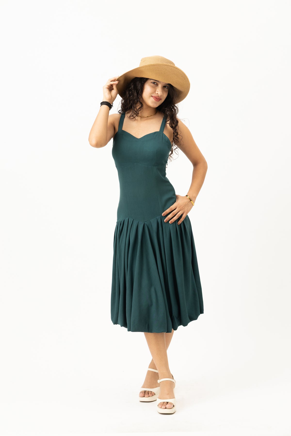 Solene Drop-Waist Dress  Petrol Teal