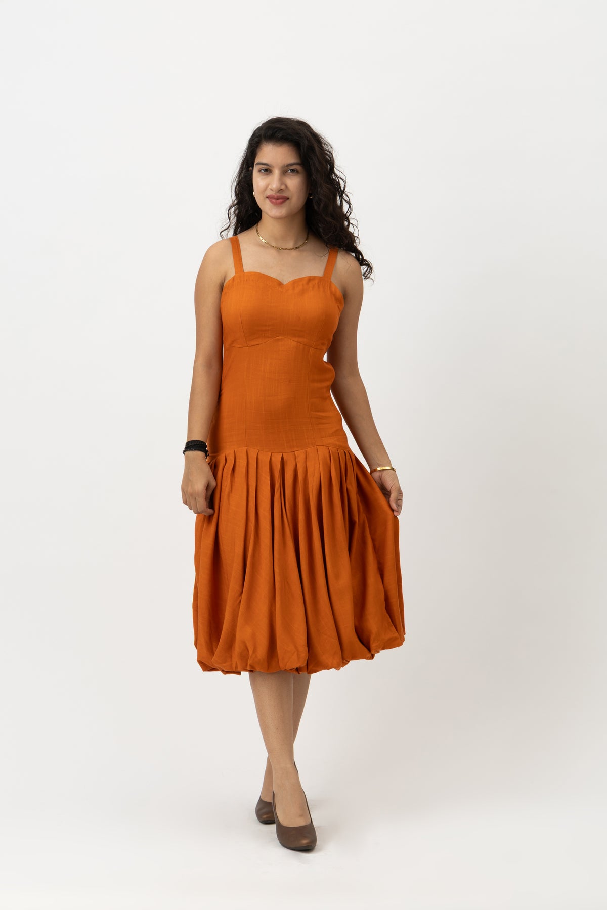 Solene Drop-Waist Dress Burnt sienna