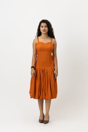 Solene Drop-Waist Dress Burnt sienna