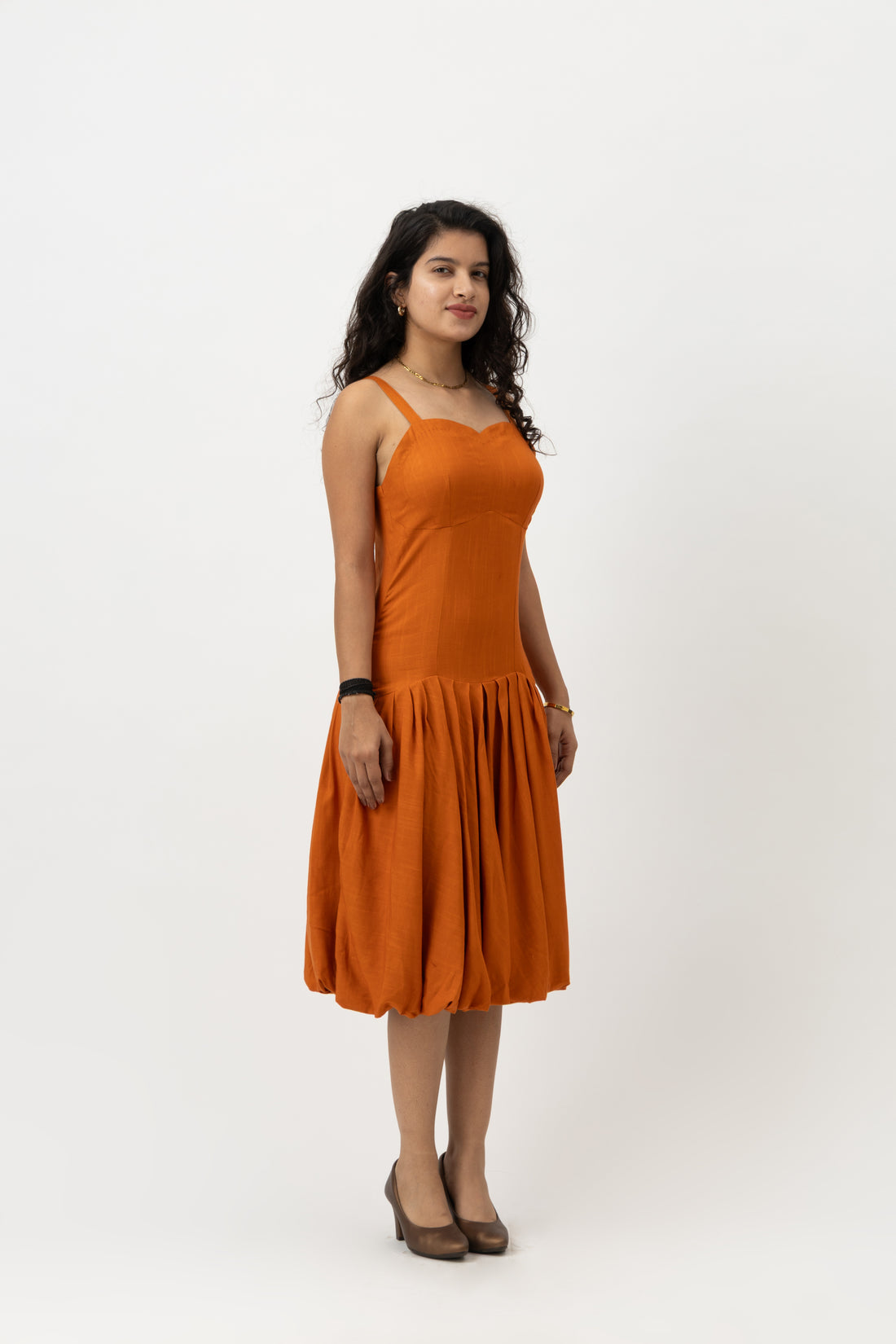 Solene Drop-Waist Dress Burnt sienna