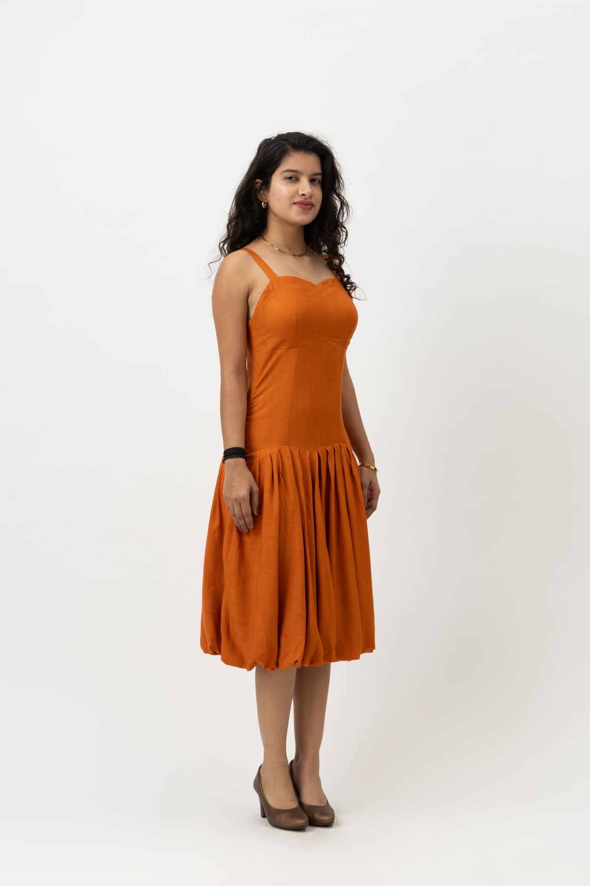 Solene Drop-Waist Dress Burnt sienna