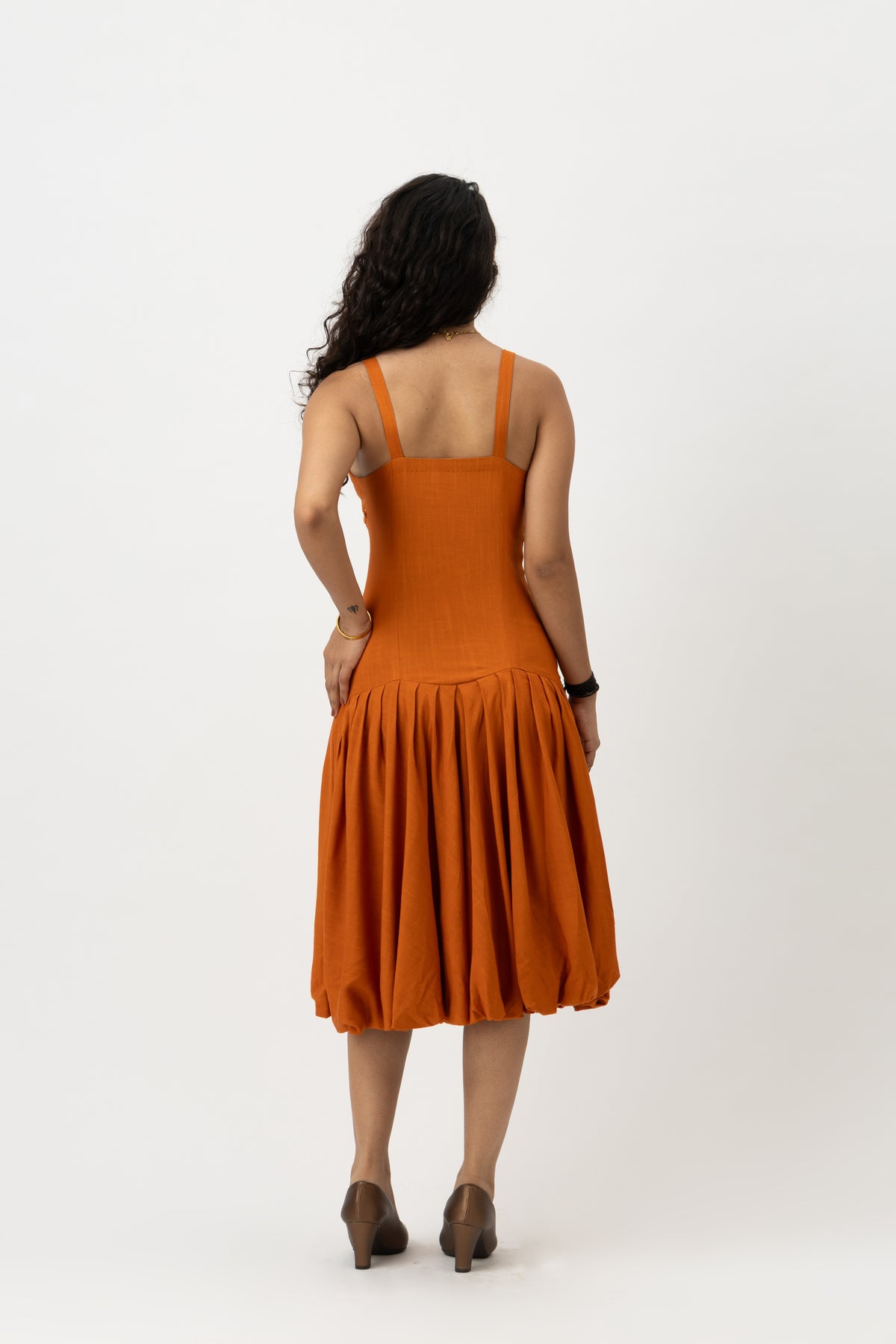 Solene Drop-Waist Dress Burnt sienna