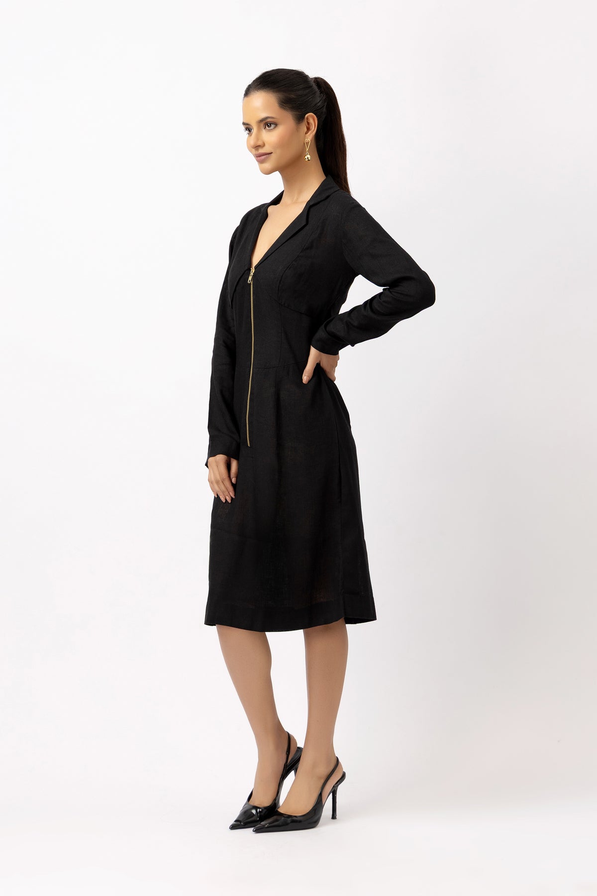 NOIR ZIPLINE TAILORED DRESS