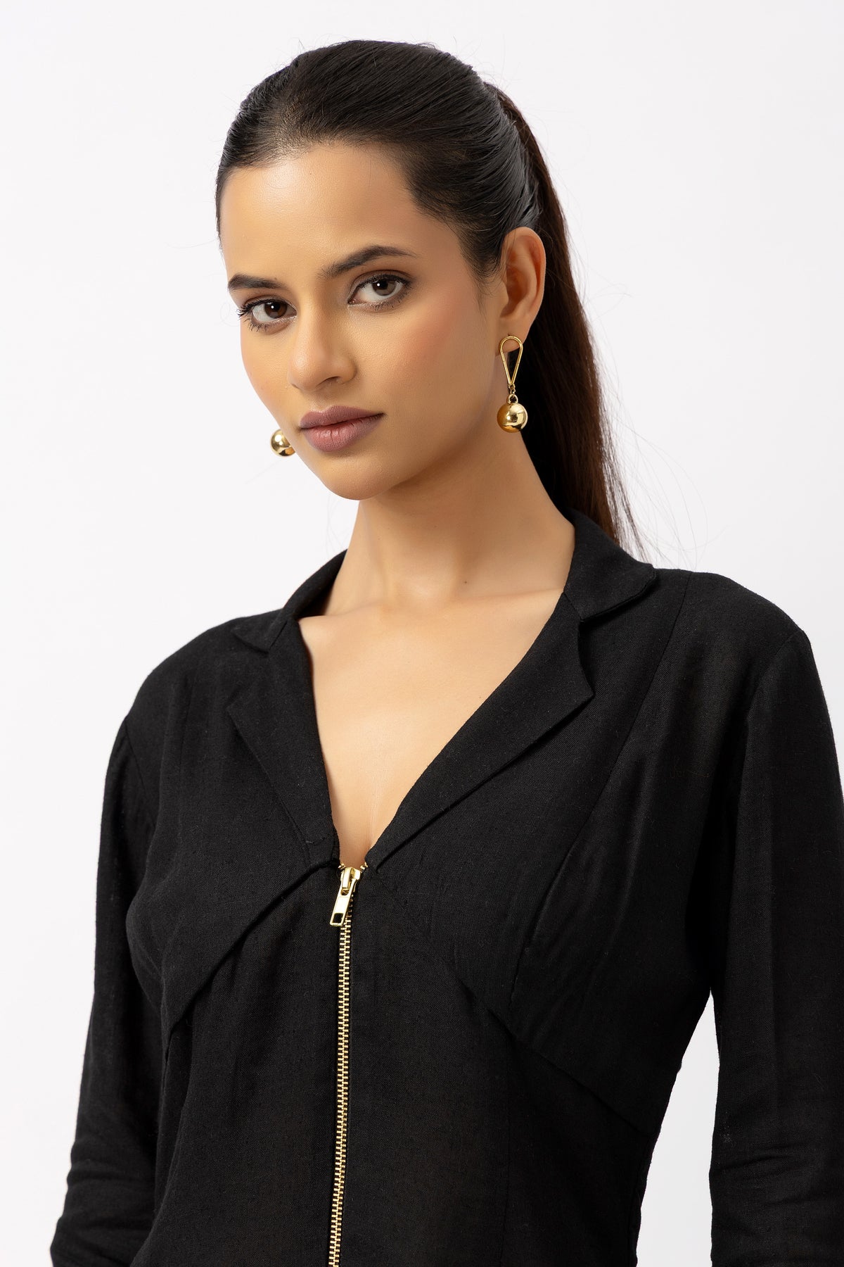 NOIR ZIPLINE TAILORED DRESS