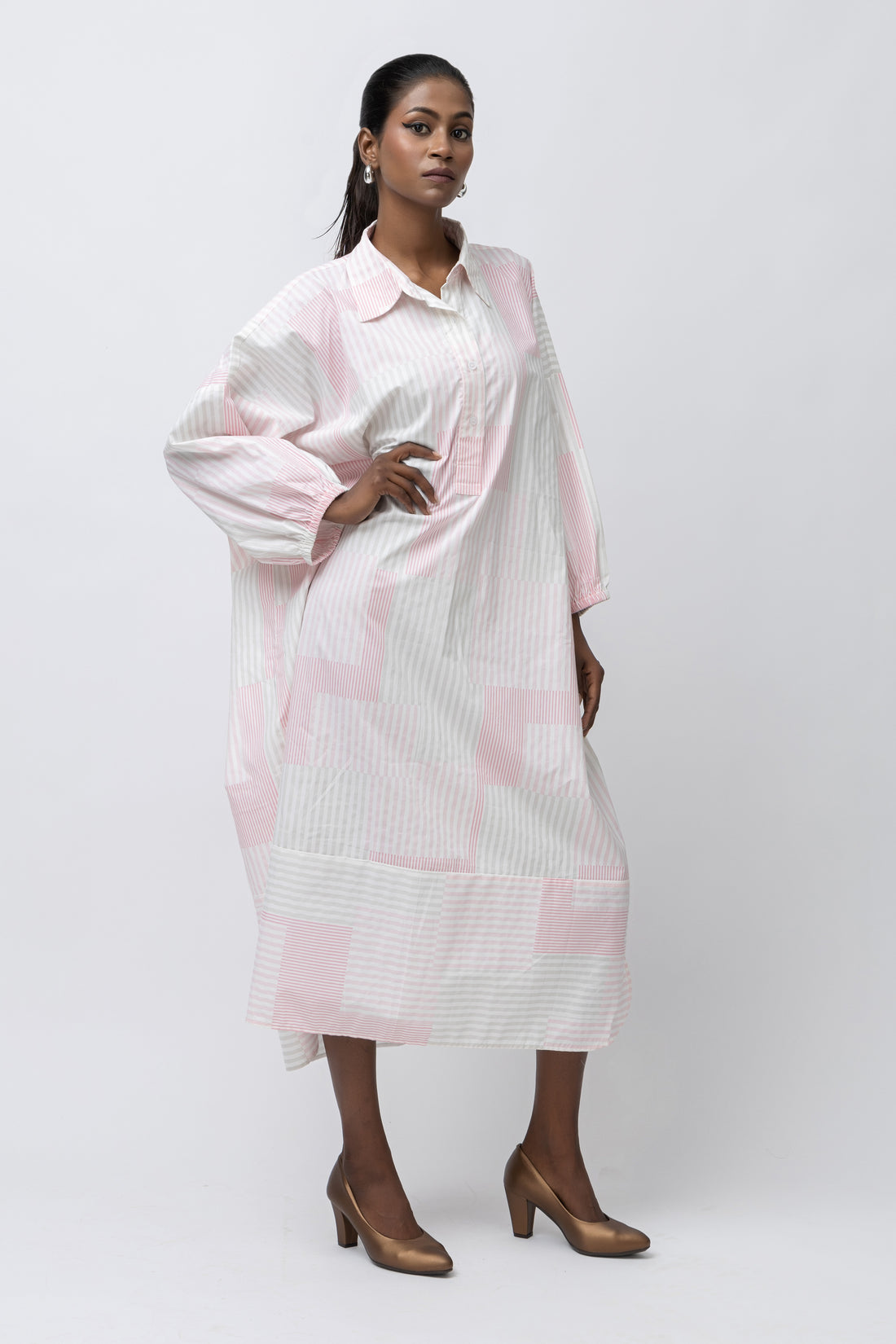 The Blush Stripe Shirt Dress