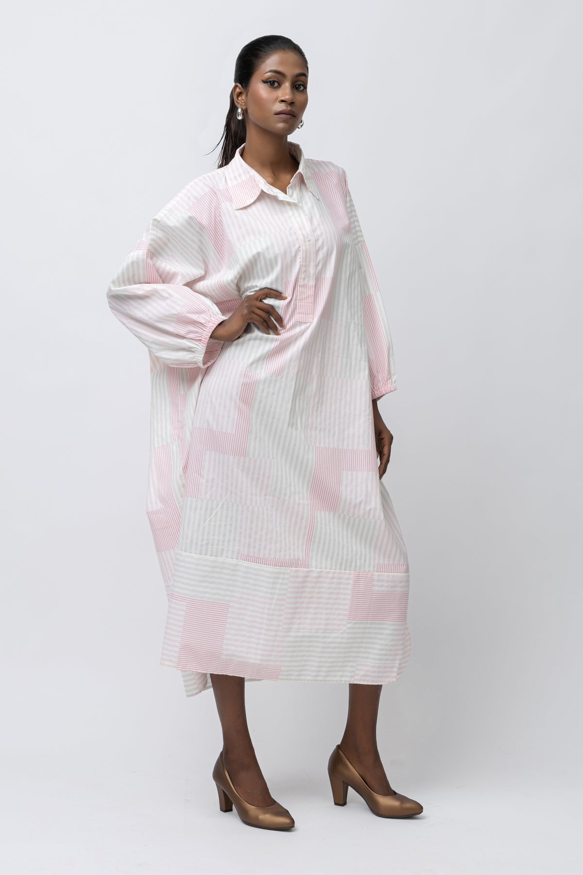 The Blush Stripe Shirt Dress