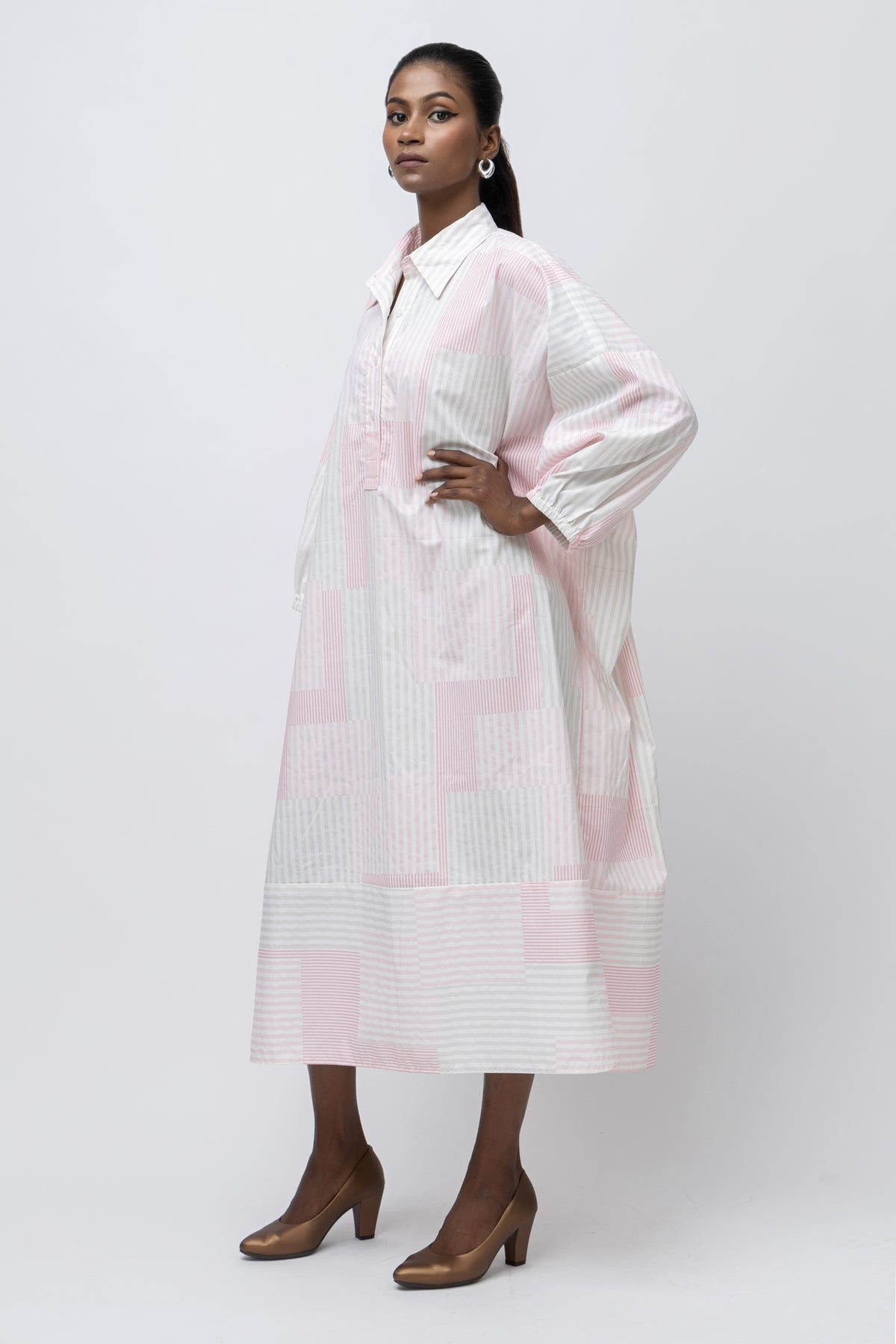 The Blush Stripe Shirt Dress