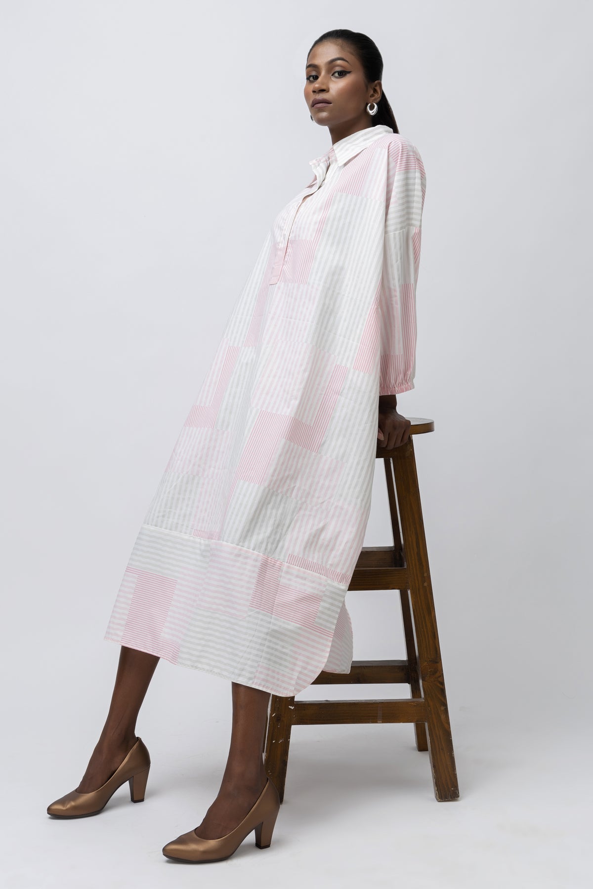The Blush Stripe Shirt Dress