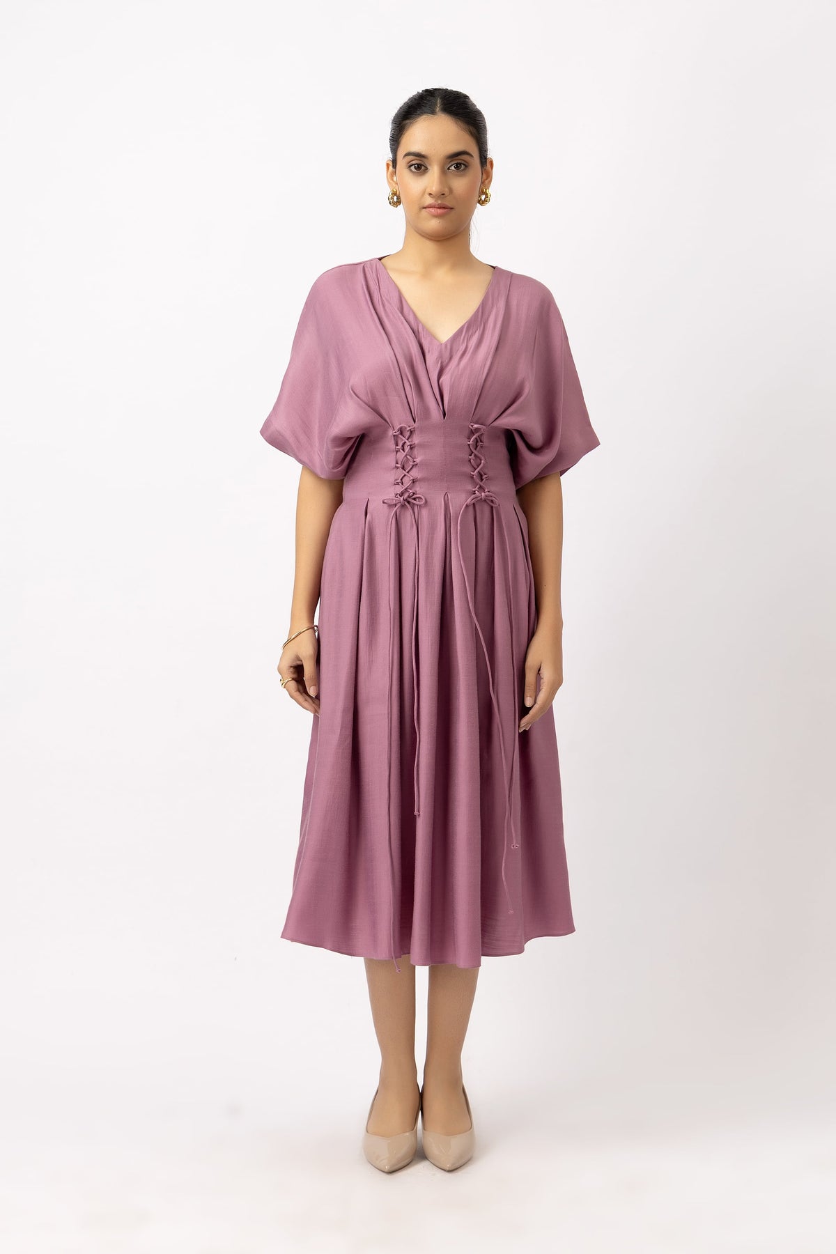 MAUVE CINCHED DRESS