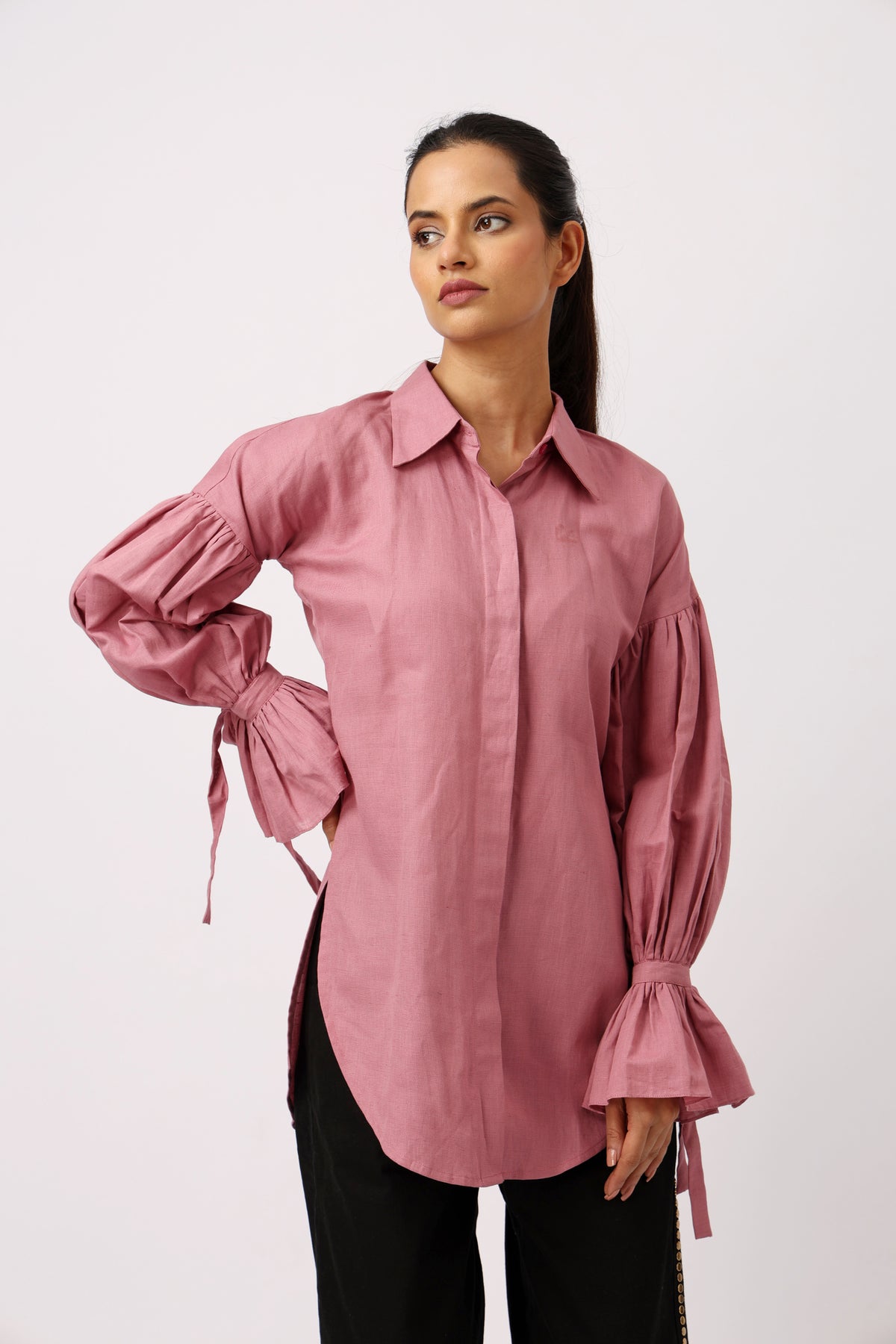 Mauve Puff Sleeve Shirt