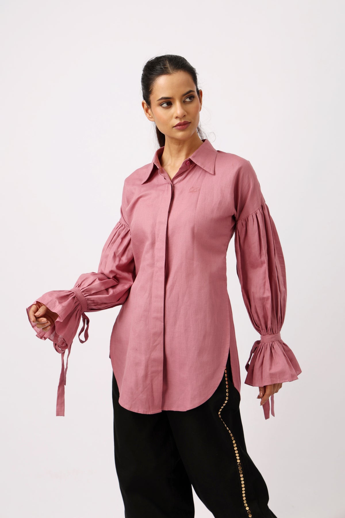 Mauve Puff Sleeve Shirt