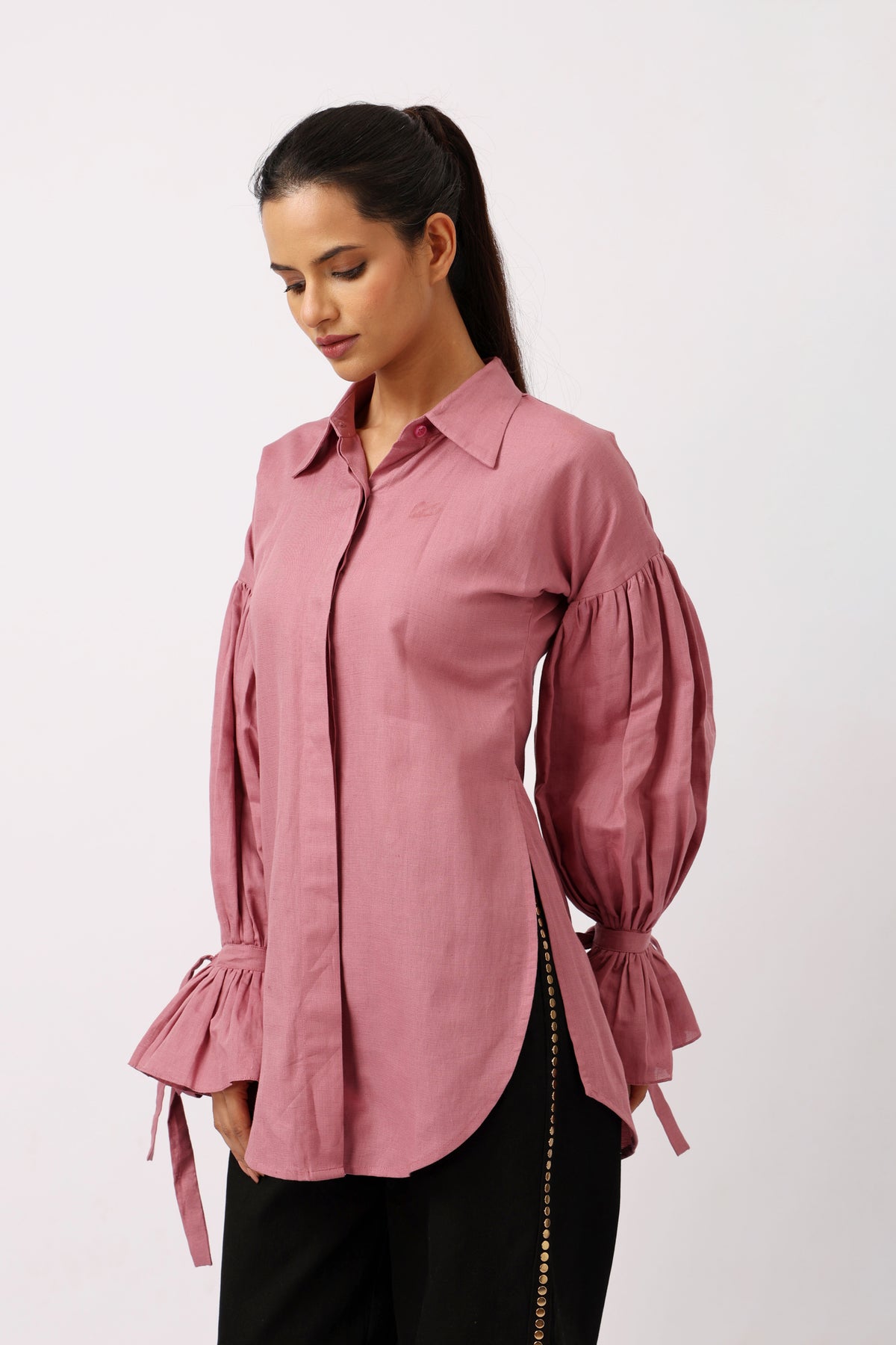 Mauve Puff Sleeve Shirt