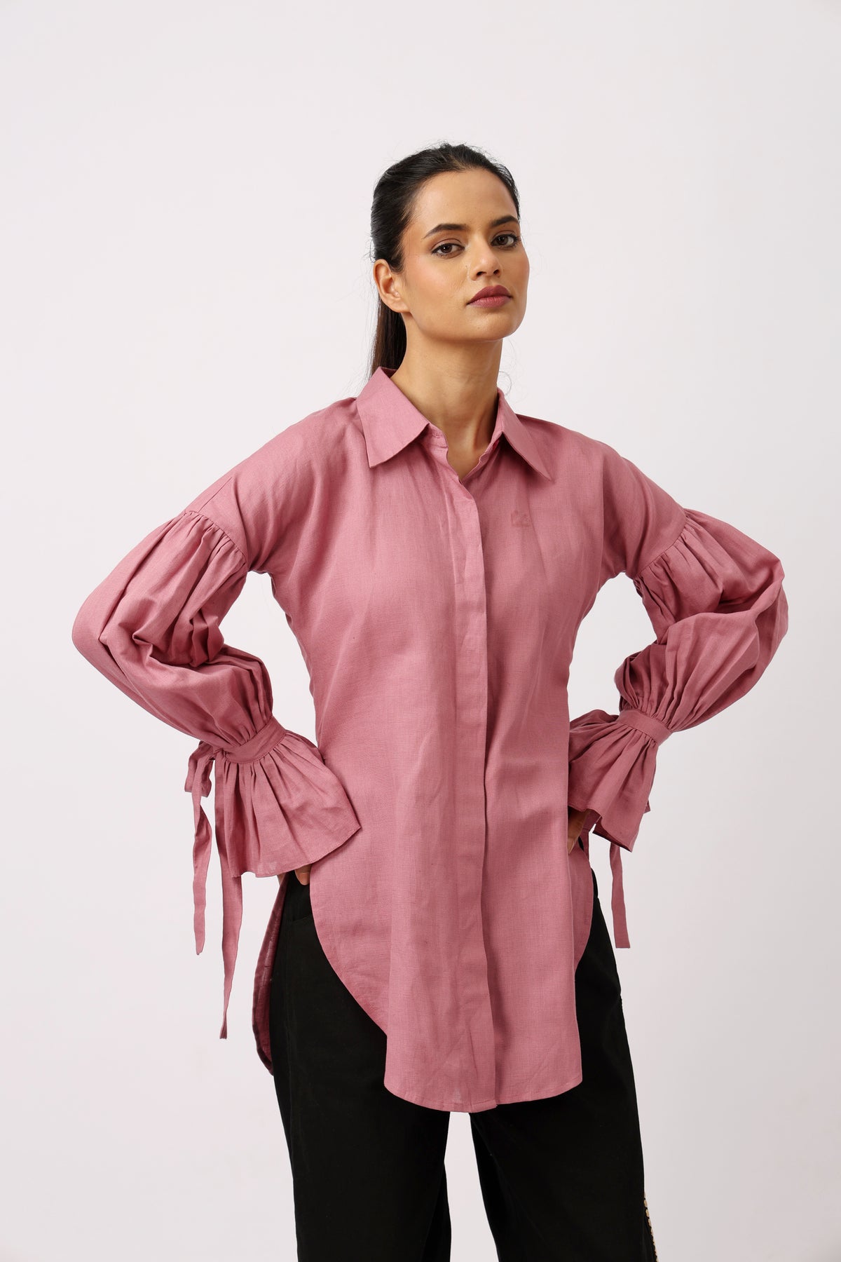 Mauve Puff Sleeve Shirt