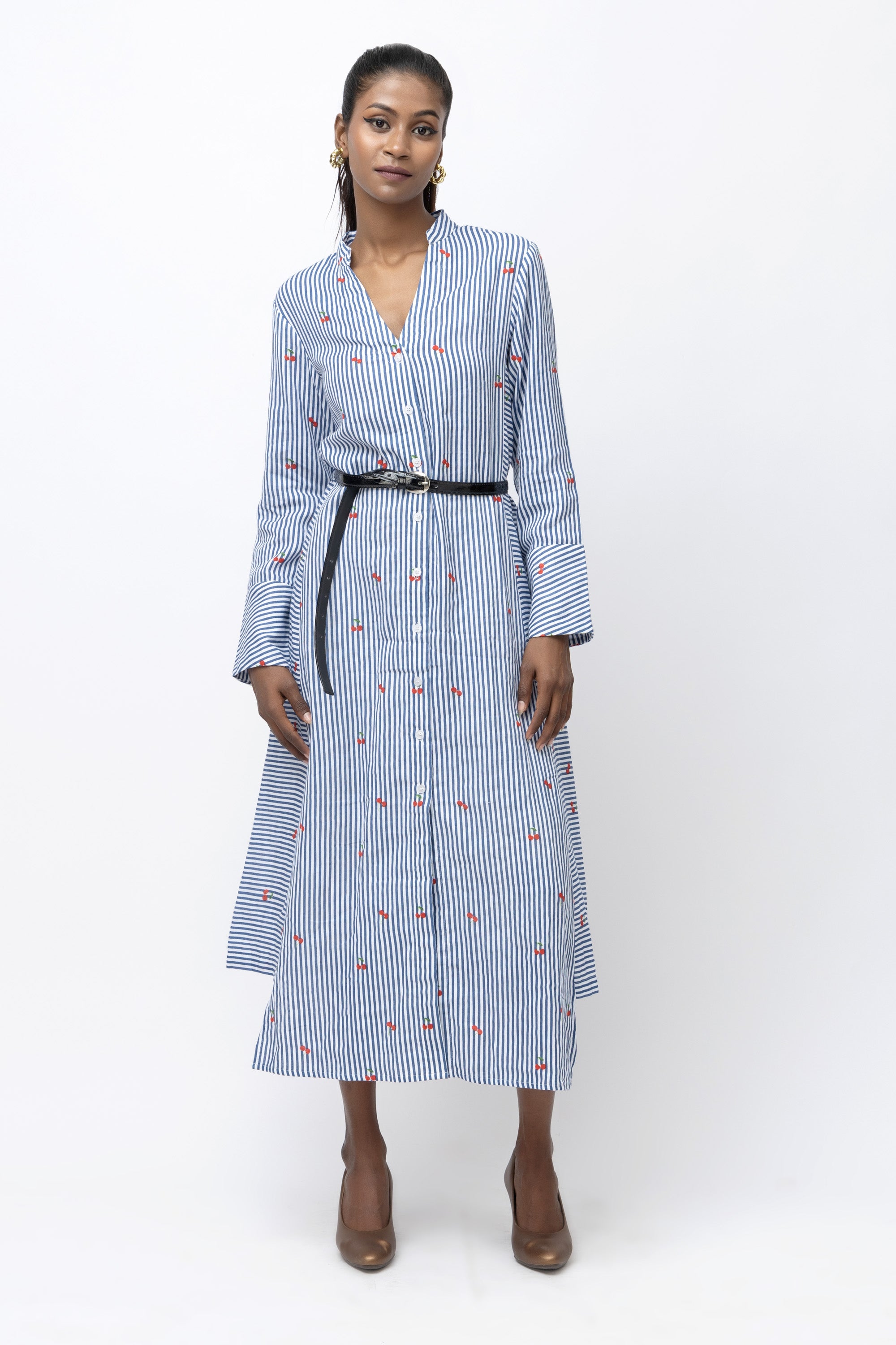 Stripe Bloom Shirt Dress