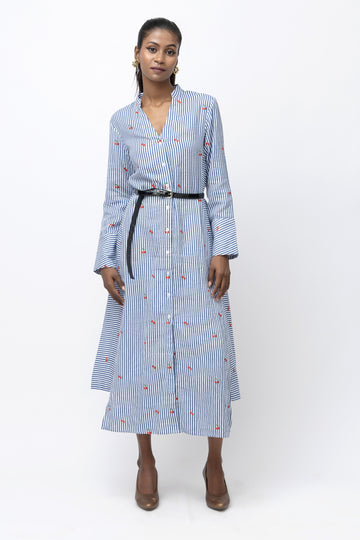 Stripe Bloom Shirt Dress