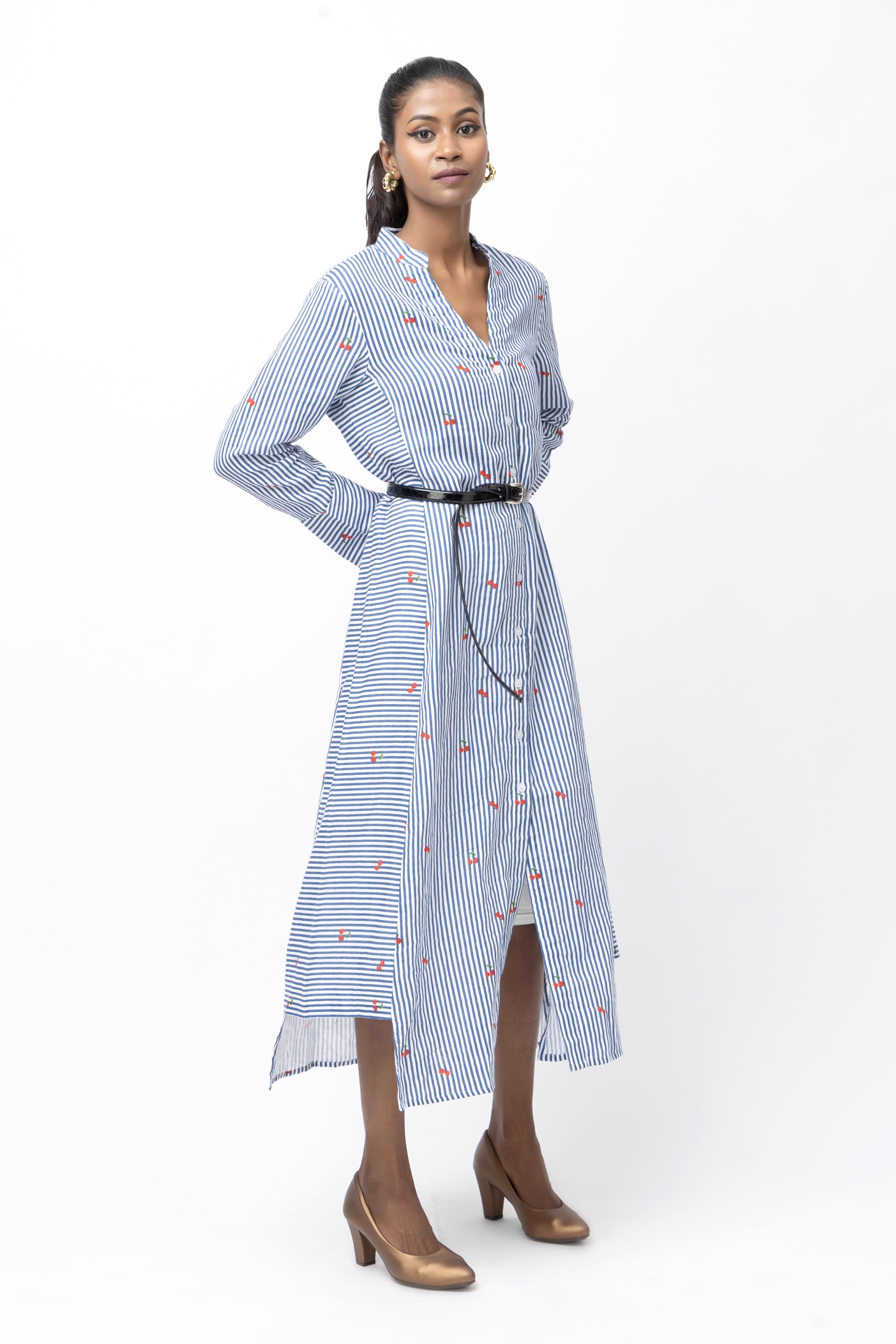 Stripe Bloom Shirt Dress