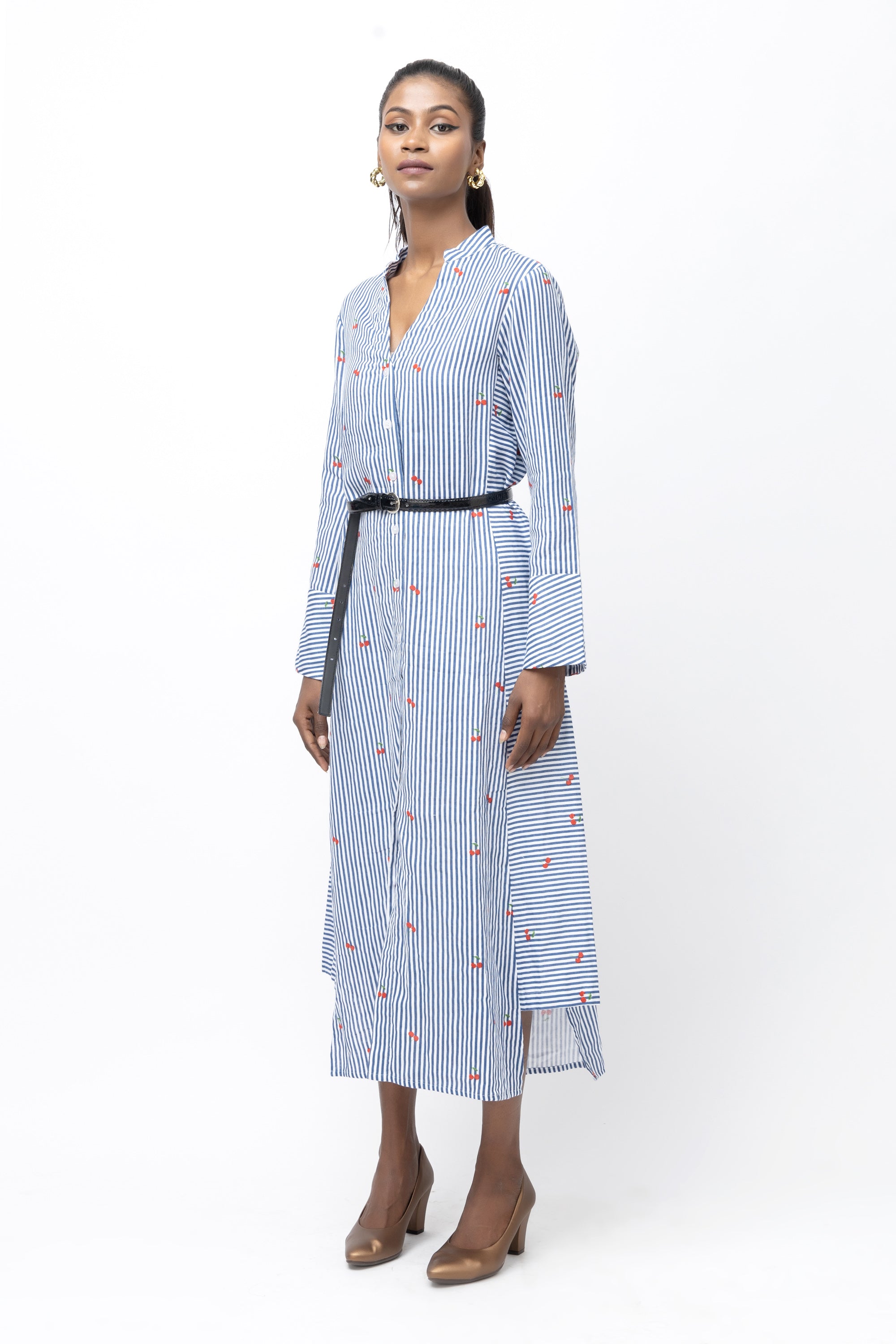 Stripe Bloom Shirt Dress