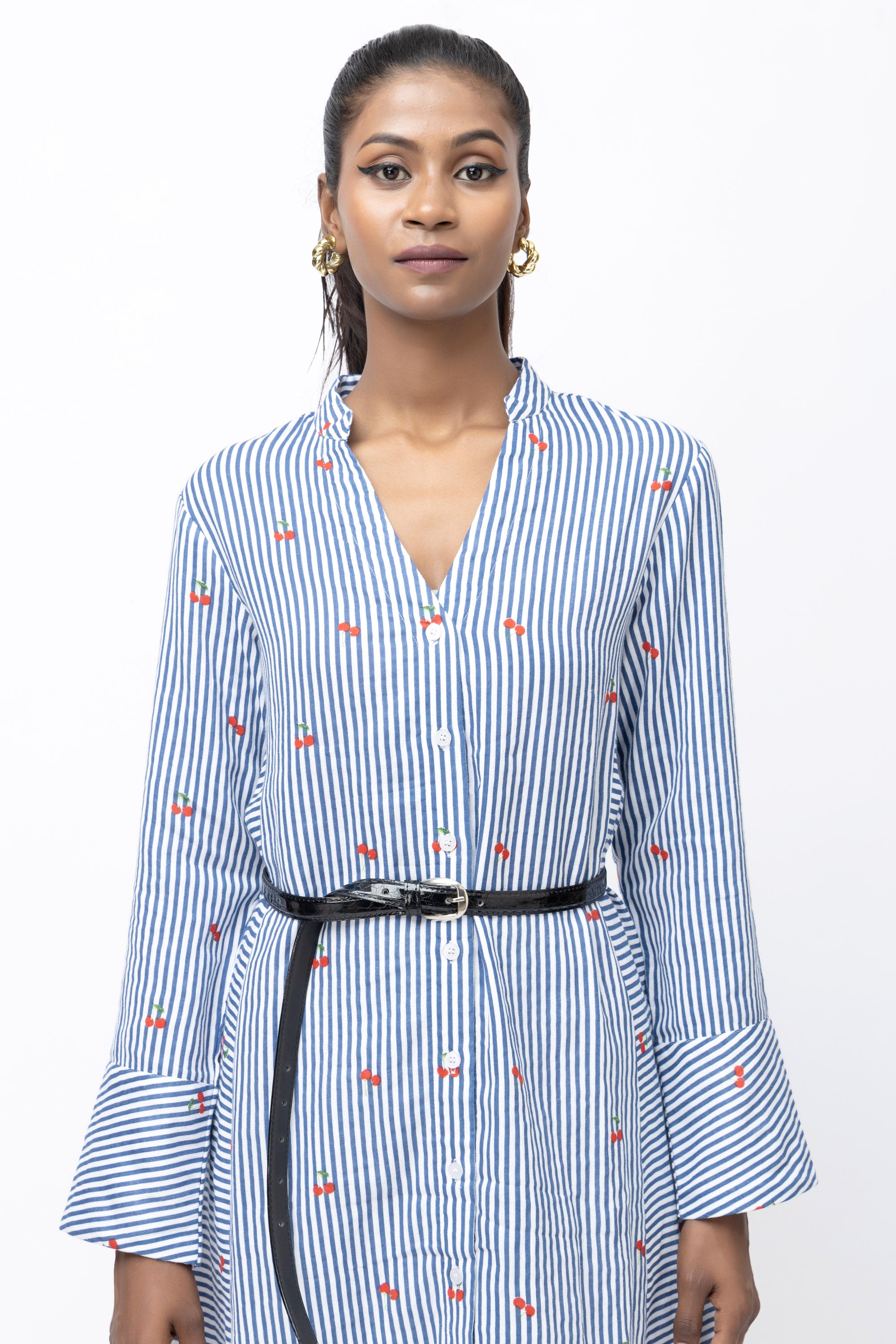 Stripe Bloom Shirt Dress