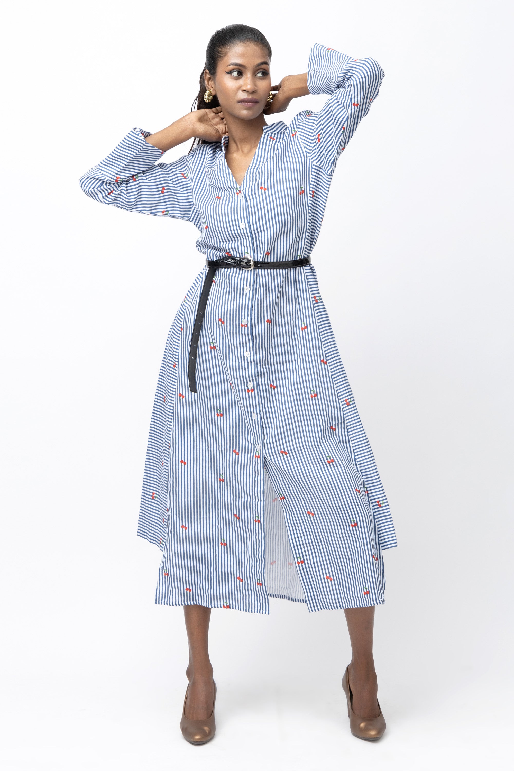 Stripe Bloom Shirt Dress