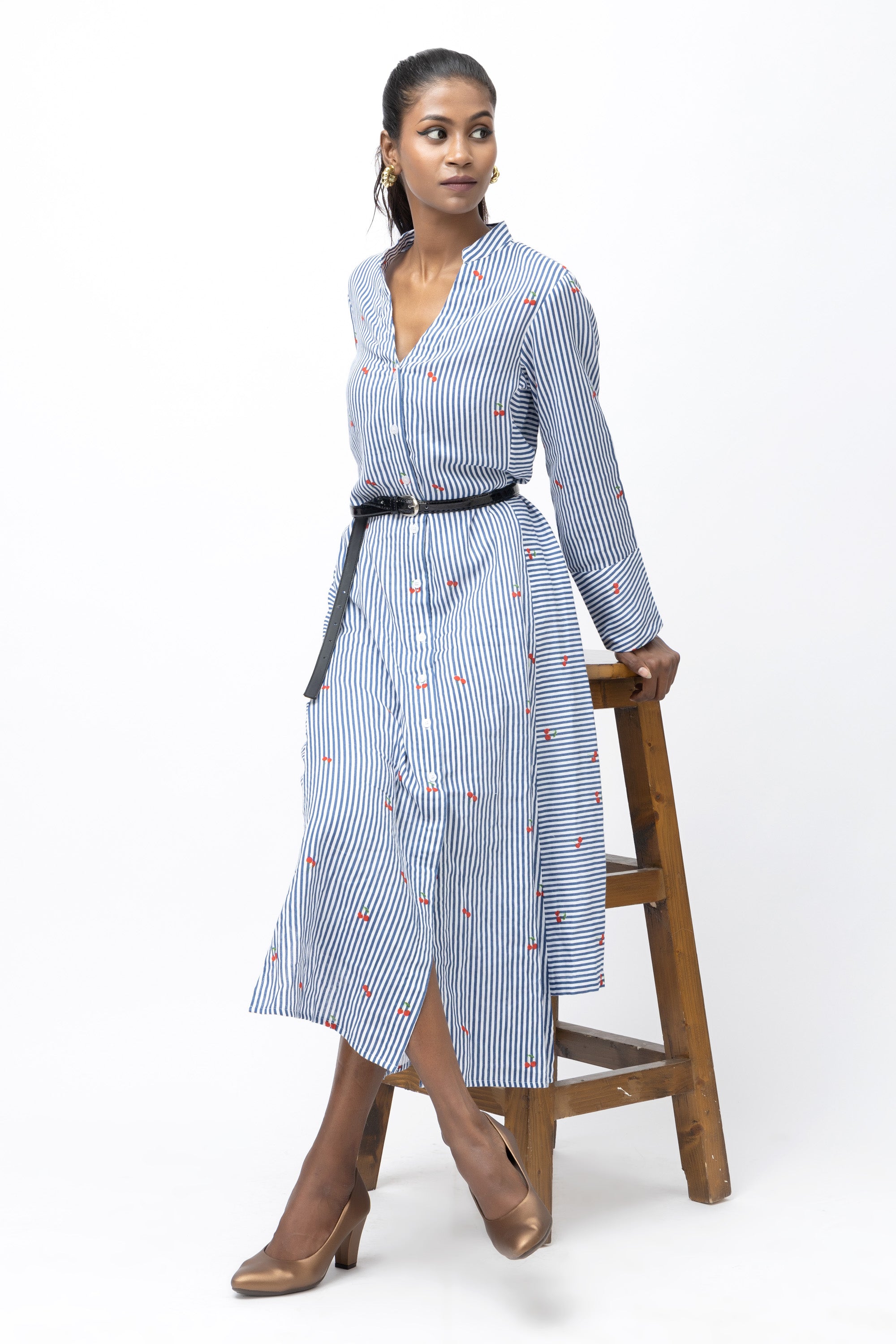 Stripe Bloom Shirt Dress