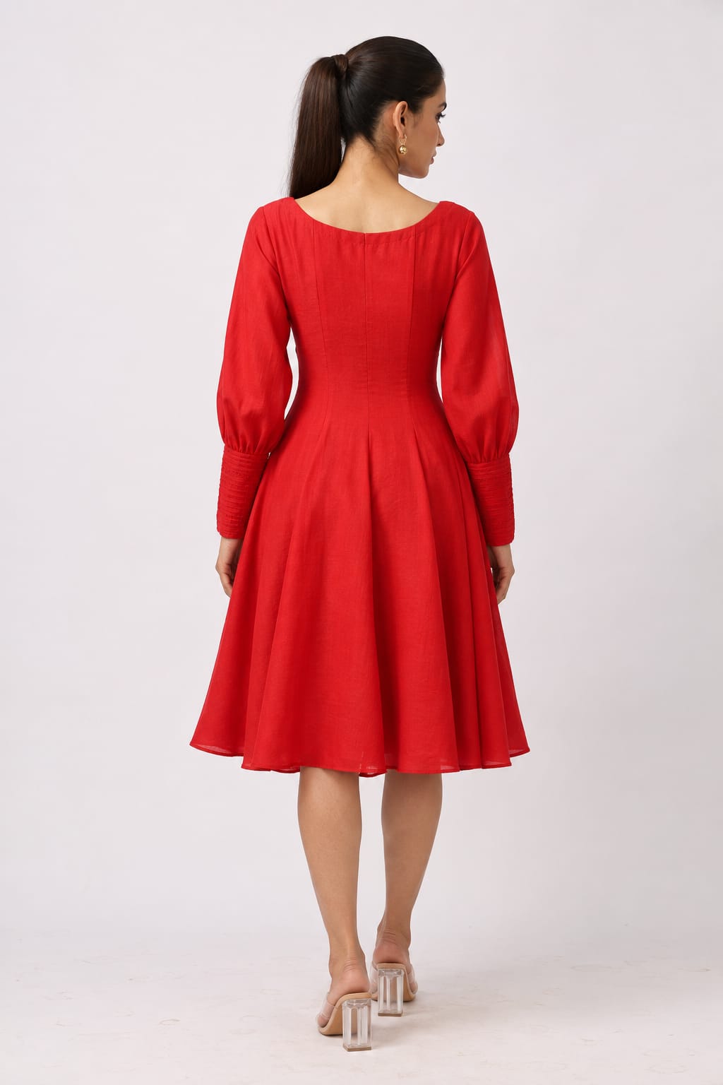Crimson Flare Midi Dress