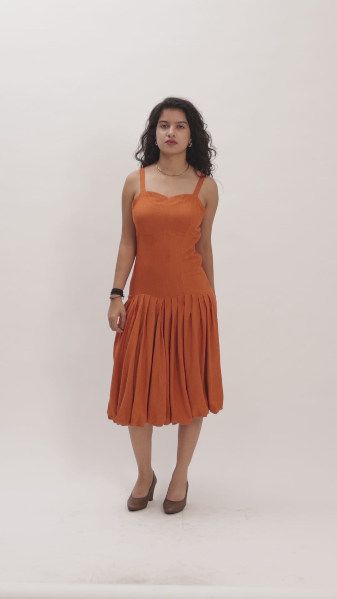 Solene Drop-Waist Dress Burnt sienna
