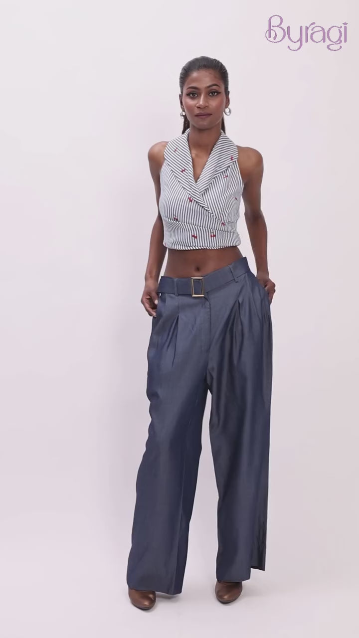 Ease Pleated Denim Pants